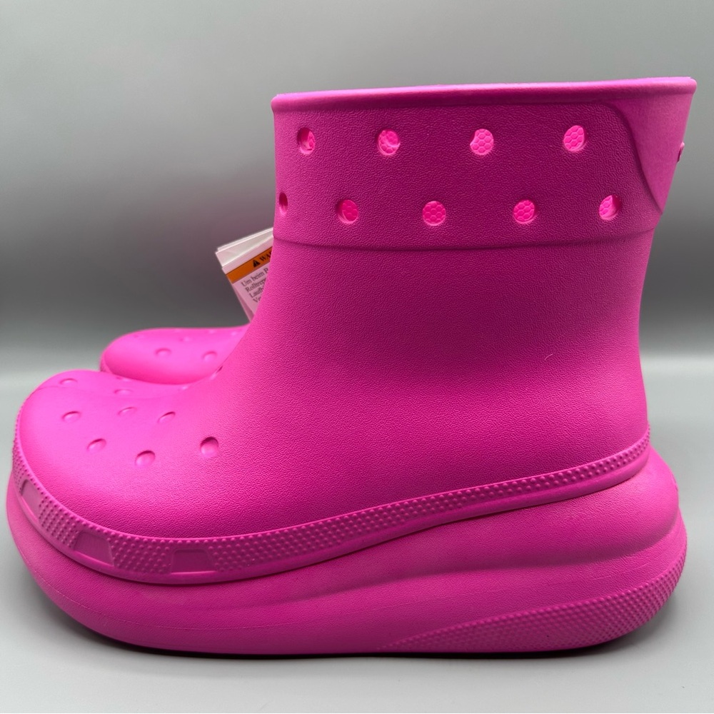 CROCS Classic Crush Waterproof 6" hi-top US M7/W9 Hot Pink Pull On Rain Boots
